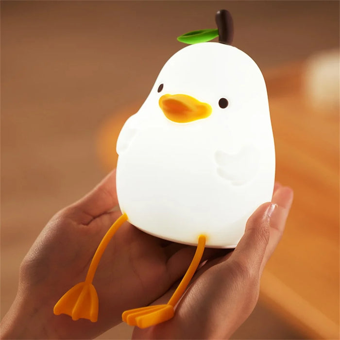 Pear Duck Night Light for Kids Cute Silicone Nursery Nightlight 3 Level Dimmable Tablet Lamp - 6