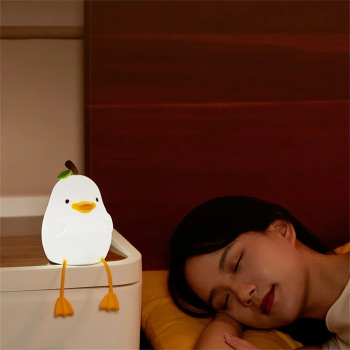 Pear Duck Night Light for Kids Cute Silicone Nursery Nightlight 3 Level Dimmable Tablet Lamp - 7