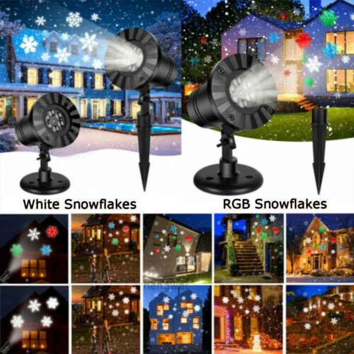Outdoor Snowflake LED Projector Light 12 Patterns Christmas Holiday Party Waterproof Sound Activated Decor Gift Light - US Plug - 5