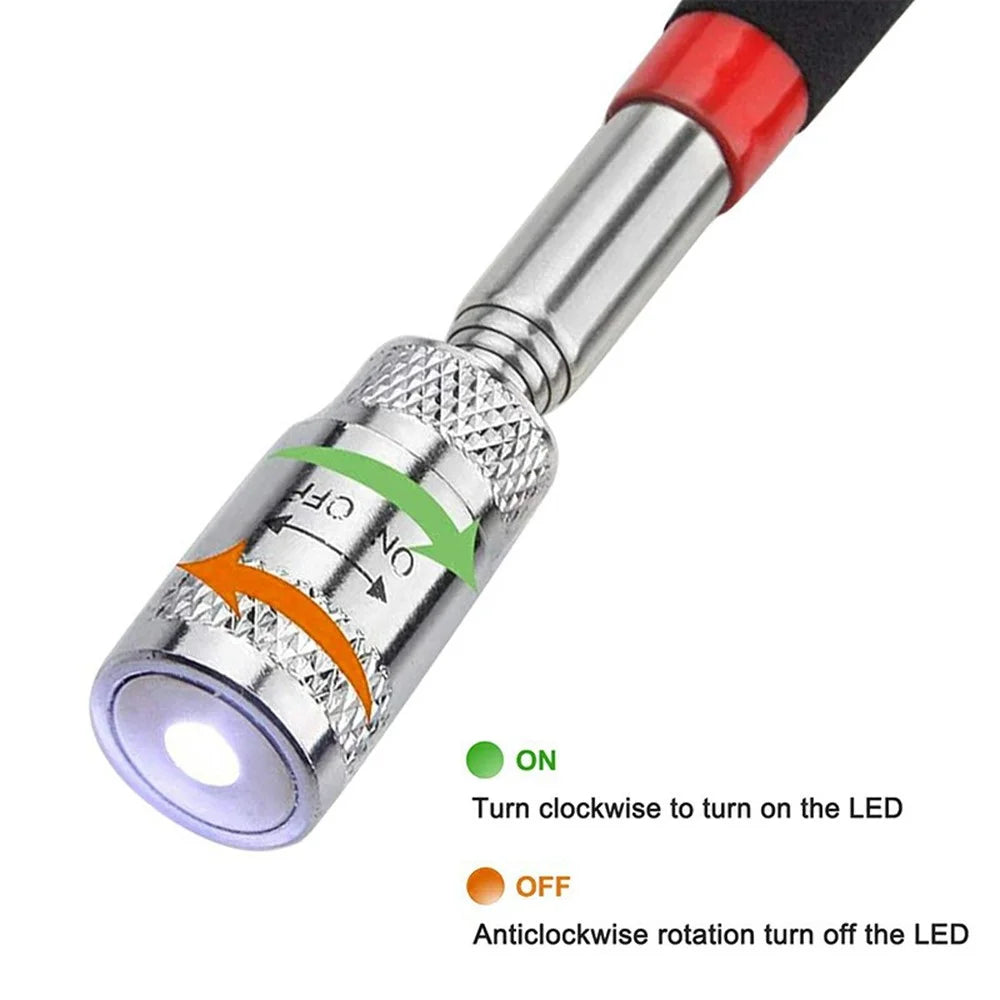 2Pcs LED Magnetic Iron Pickup Tool Telescoping Extendable Stainless Steel Retrieval Rod with Light - 2