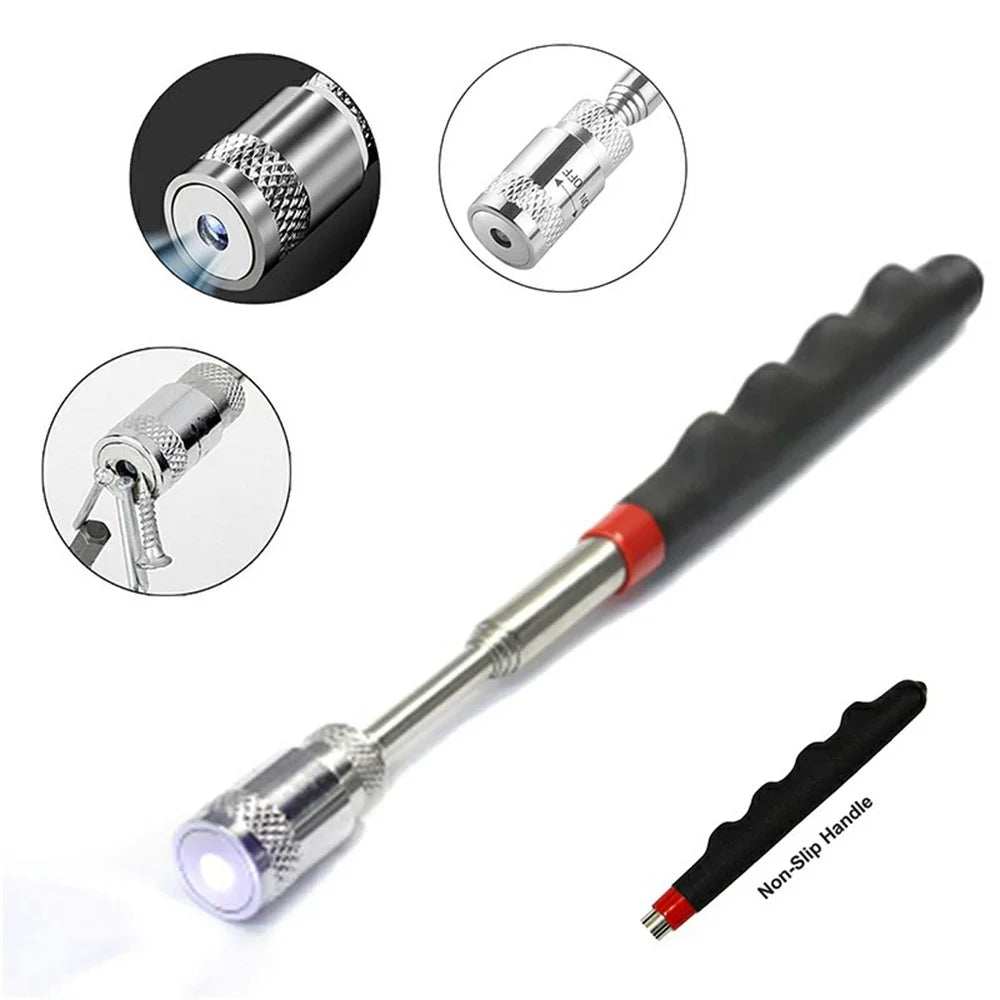 2Pcs LED Magnetic Iron Pickup Tool Telescoping Extendable Stainless Steel Retrieval Rod with Light - 3