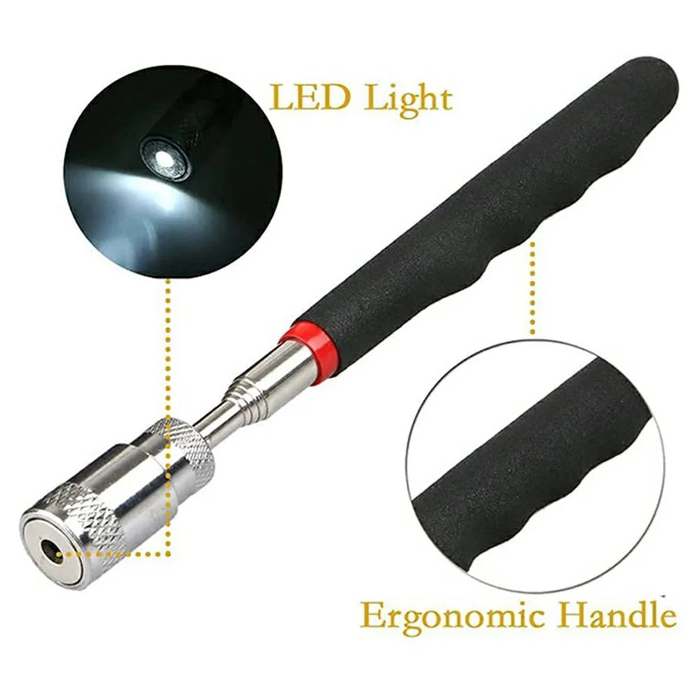 2Pcs LED Magnetic Iron Pickup Tool Telescoping Extendable Stainless Steel Retrieval Rod with Light - 4