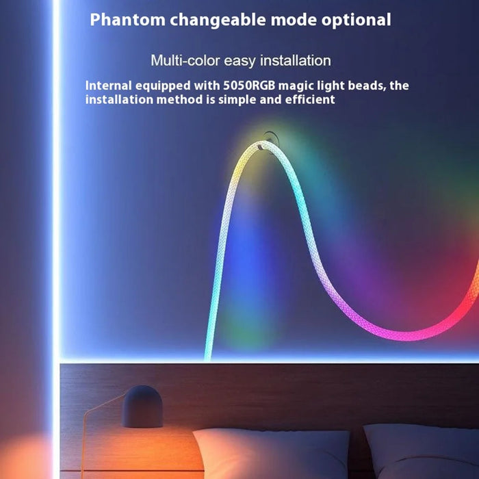 2m RGB LED Round Braided Light Strip Smart App Control Flexible Neon Ambient Light - 4