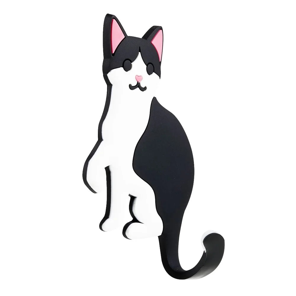 BBQ-029 Cartoon Cat Dog Wall Hook for Hanging Clothes Towel Traceless Hanger Home Decoration (with Adhesive Tape) - Cat C7 - 2