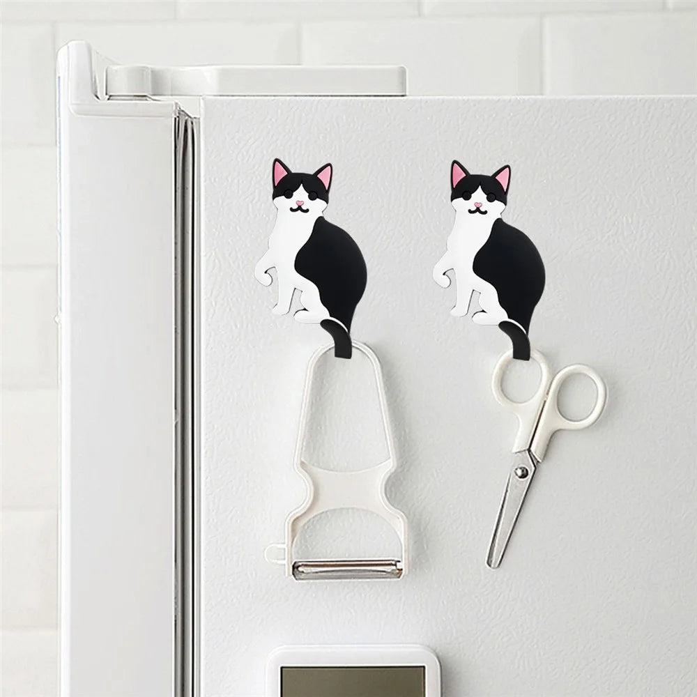 BBQ-029 Cartoon Cat Dog Wall Hook for Hanging Clothes Towel Traceless Hanger Home Decoration (with Adhesive Tape) - Cat C7 - 3