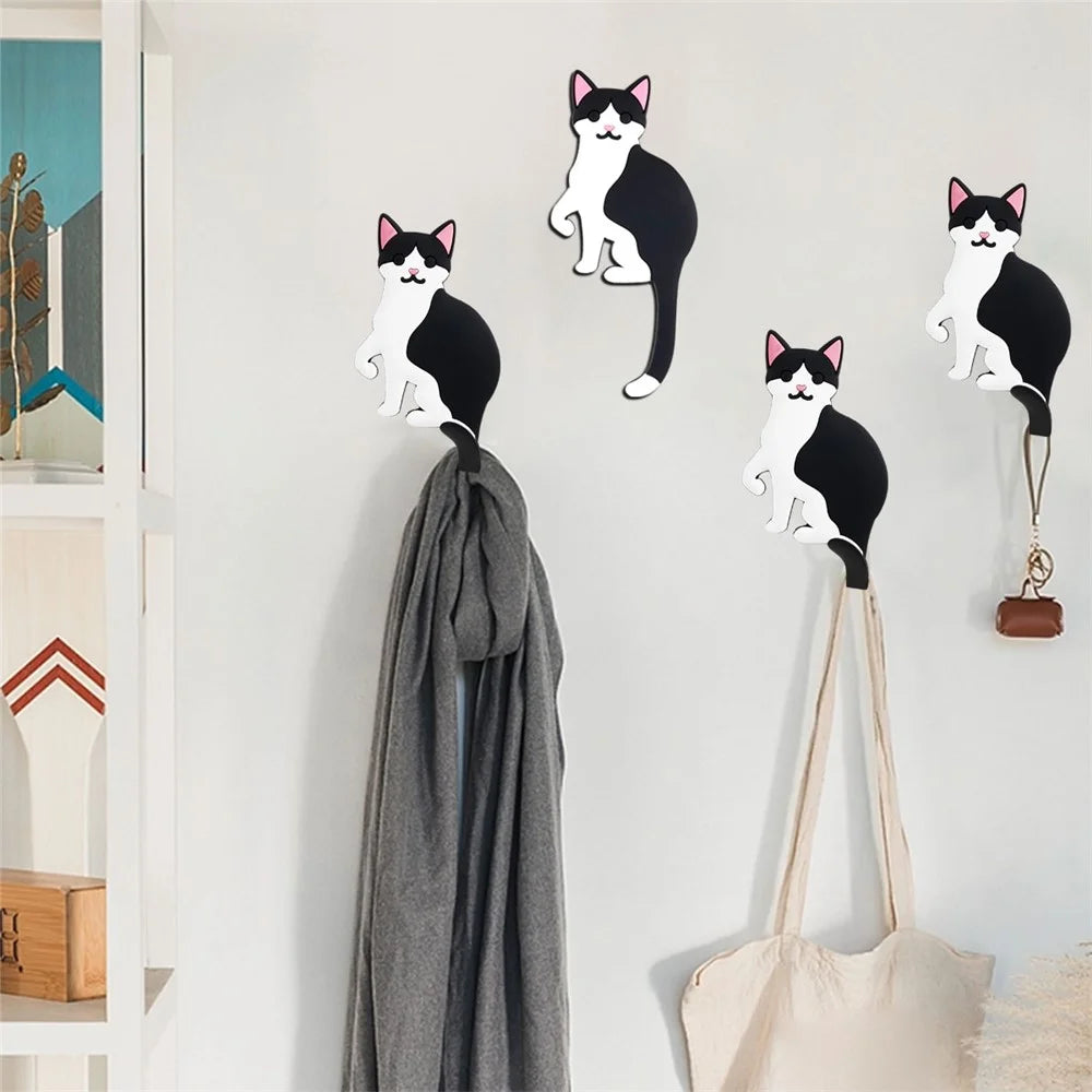 BBQ-029 Cartoon Cat Dog Wall Hook for Hanging Clothes Towel Traceless Hanger Home Decoration (with Adhesive Tape) - Cat C7 - 4