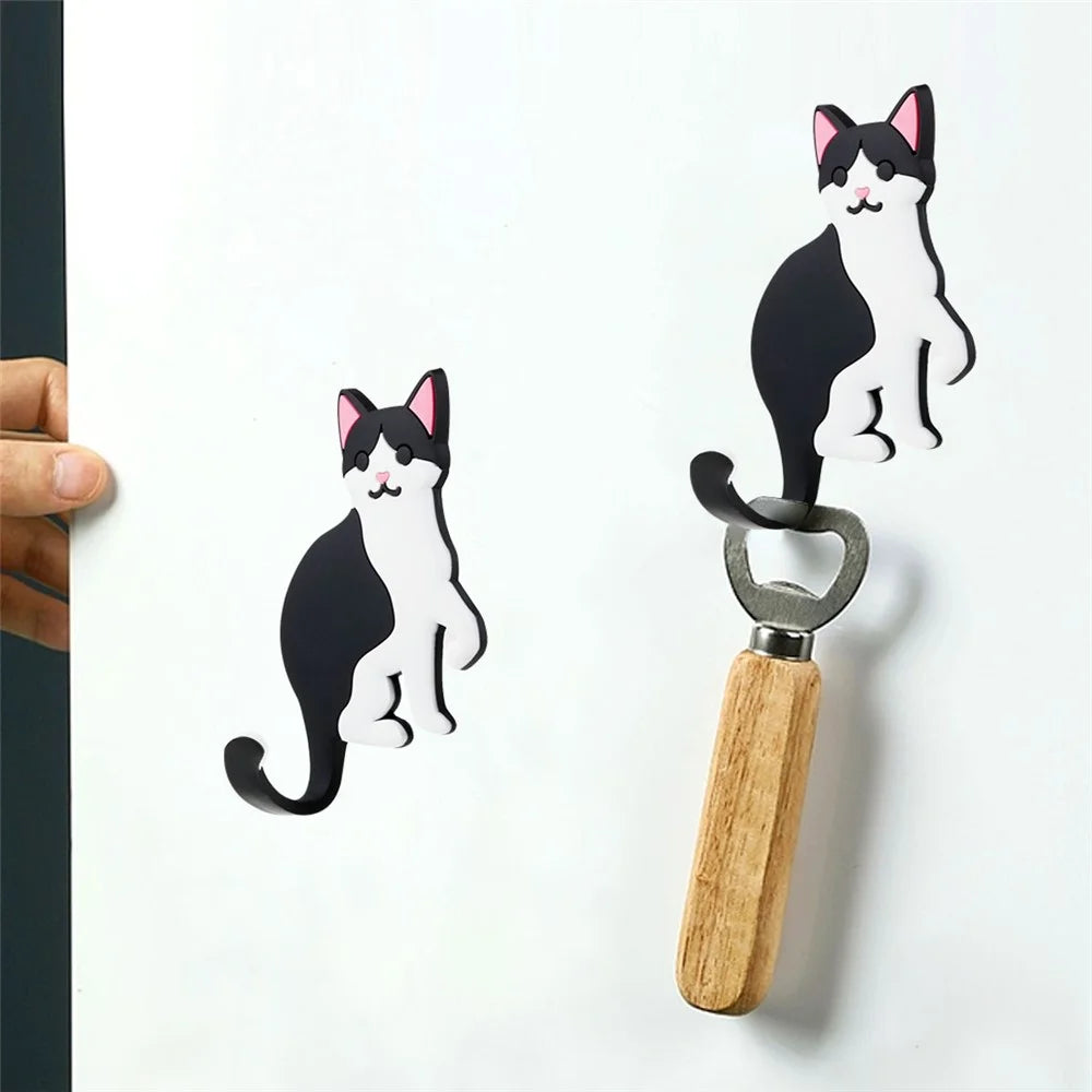 BBQ-029 Cartoon Cat Dog Wall Hook for Hanging Clothes Towel Traceless Hanger Home Decoration (with Adhesive Tape) - Cat C7 - 5