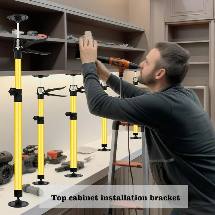 2Pcs 115-295cm Extendable Cabinet Installation Iron Support Rod Adjustable Cabinet Support Jack - Yellow - 4