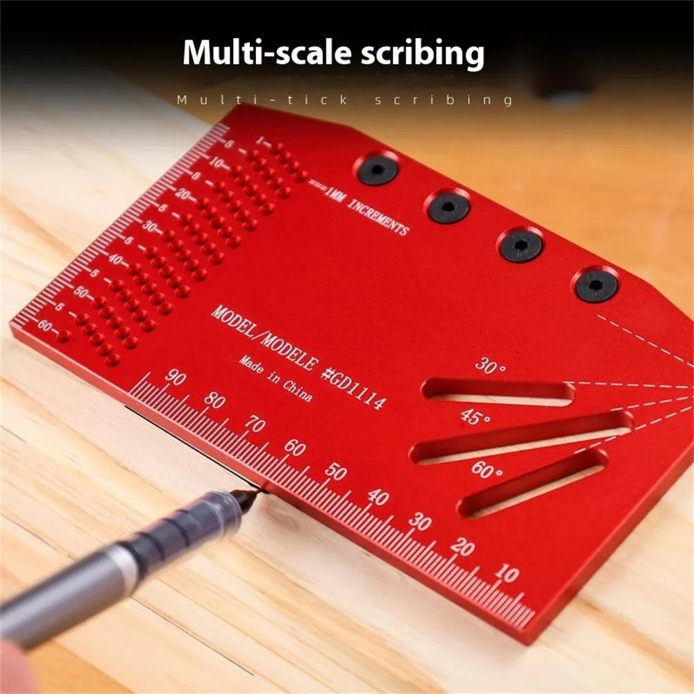 GD1114 Woodworking Marking Ruler 3D Bevel Gauge 30 45 60 90 120 Degree Aluminum Alloy Angle Ruler - Metric System - 5