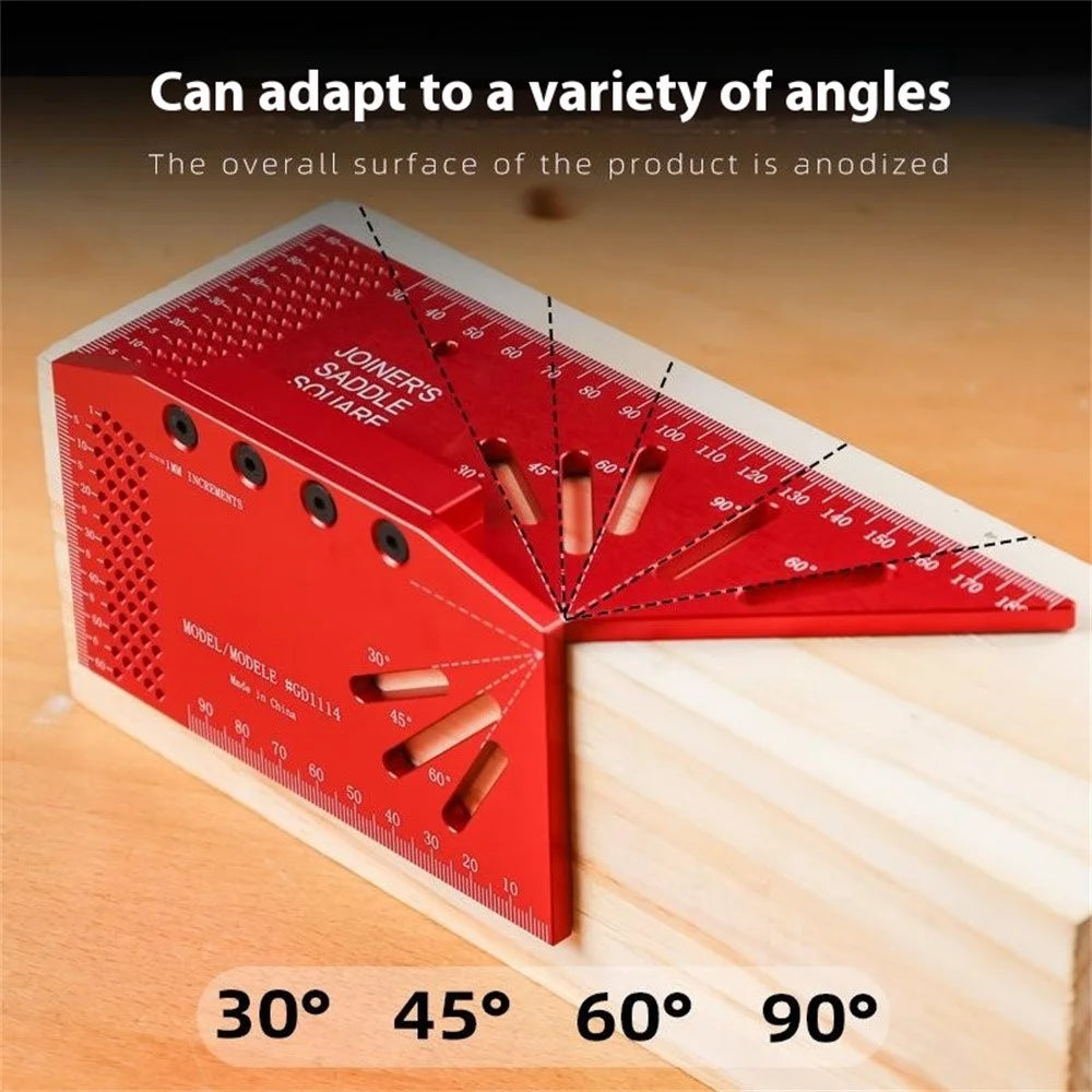 GD1114 Woodworking Marking Ruler 3D Bevel Gauge 30 45 60 90 120 Degree Aluminum Alloy Angle Ruler - Metric System - 6