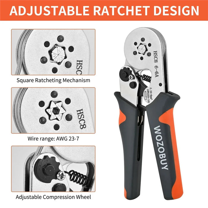 HSC8 6-4A Ferrule Crimping Pliers with 1200Pcs Terminals Wire Connector Electrical Repair Kit - 3
