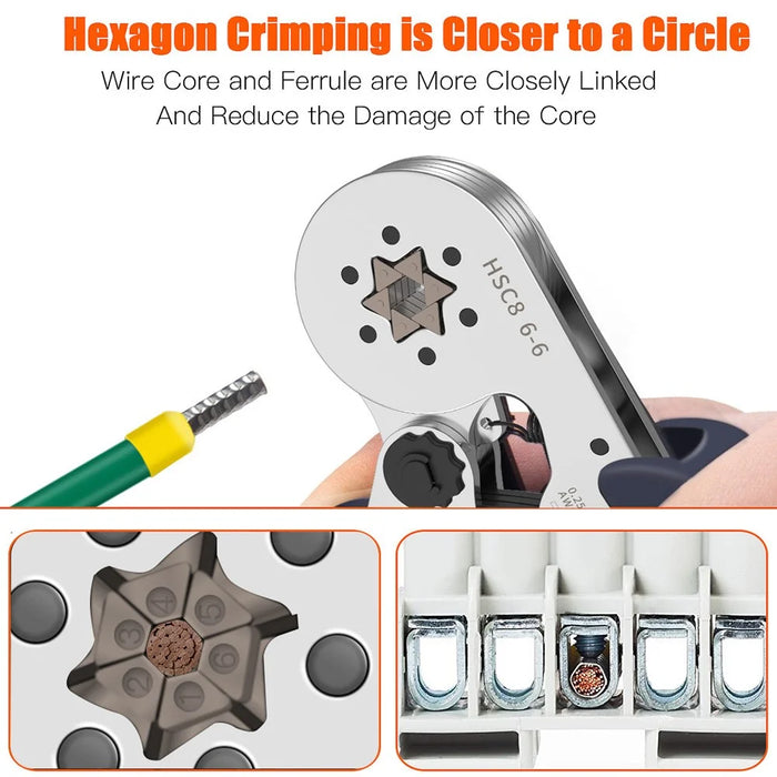 HSC8 6-6A Ferrule Crimping Pliers with 800Pcs Terminals Wire Connector Electrical Repair Kit - 2