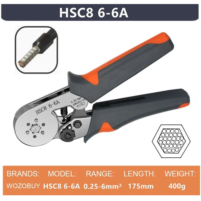 HSC8 6-6A Ferrule Crimping Pliers with 800Pcs Terminals Wire Connector Electrical Repair Kit - 4