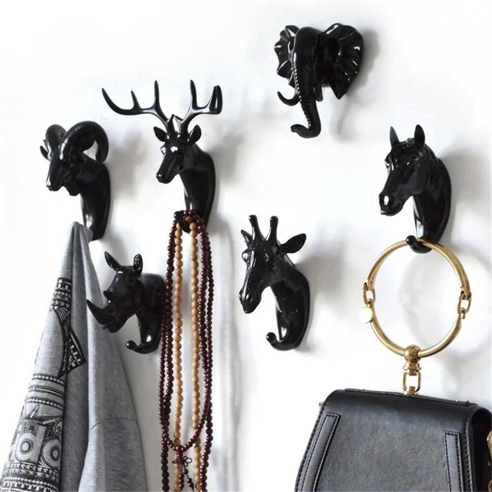 Goat Head Resin Hook Wall Art Jewelry Keys Scarf Bag Hanger Behind The Door Coat Rack - White - 6