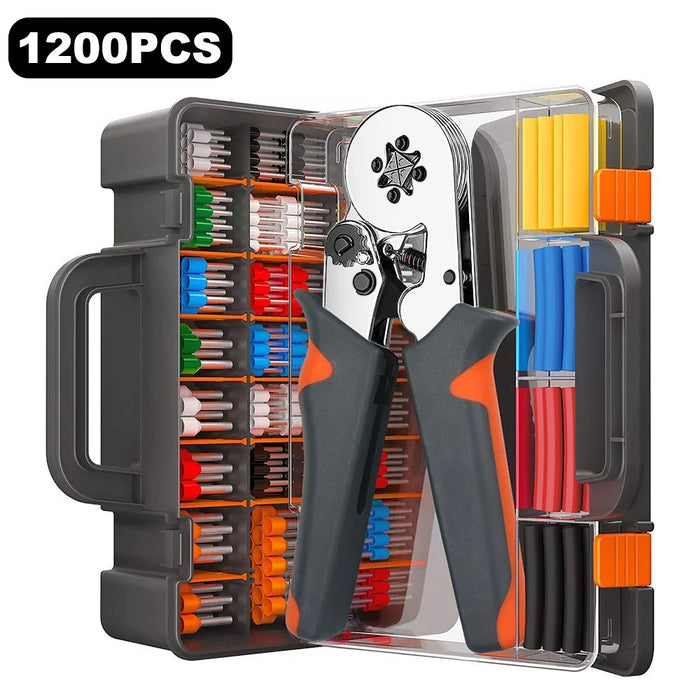 HSC8 6-6A Ferrule Crimping Pliers with 1200Pcs Terminals Wire Connector Electrical Repair Kit - 1