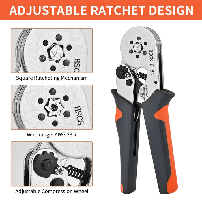 HSC8 6-6A Ferrule Crimping Pliers with 1900Pcs Terminals Wire Connector Electrical Repair Kit - 4