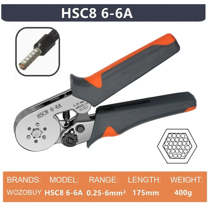 HSC8 6-6A Ferrule Crimping Pliers with 1900Pcs Terminals Wire Connector Electrical Repair Kit - 5