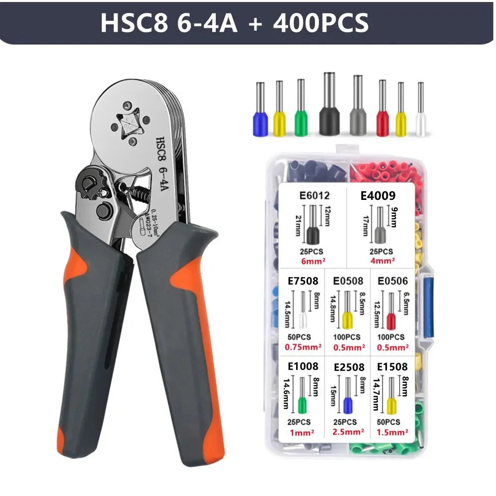 HSC8 6-4A Ferrule Crimping Pliers with 400Pcs Terminals Wire Connector Electrical Repair Kit - 1
