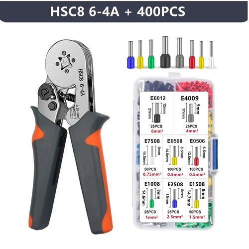 HSC8 6-4A Ferrule Crimping Pliers with 400Pcs Terminals Wire Connector Electrical Repair Kit - 1