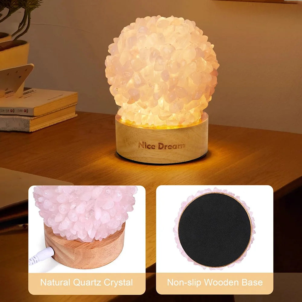Amethyst Crystal Night Light Healing Natural Crystal Ball Table Lamp for Home Office Decorative - 5