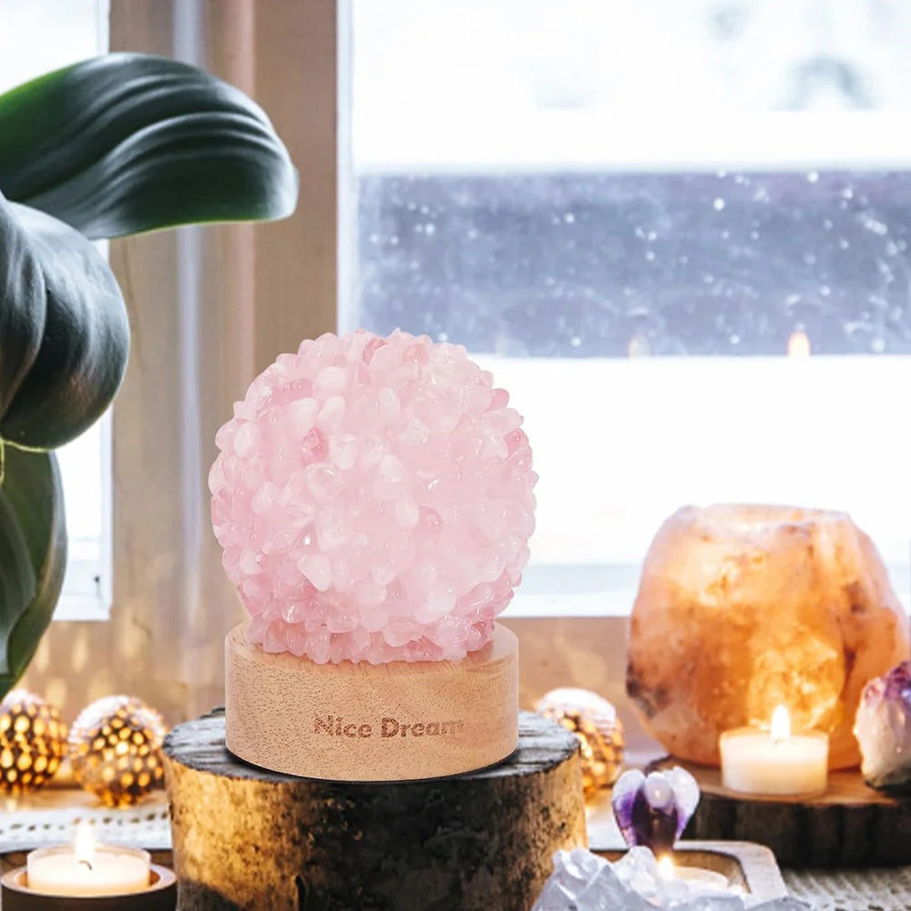 Amethyst Crystal Night Light Healing Natural Crystal Ball Table Lamp for Home Office Decorative - 7