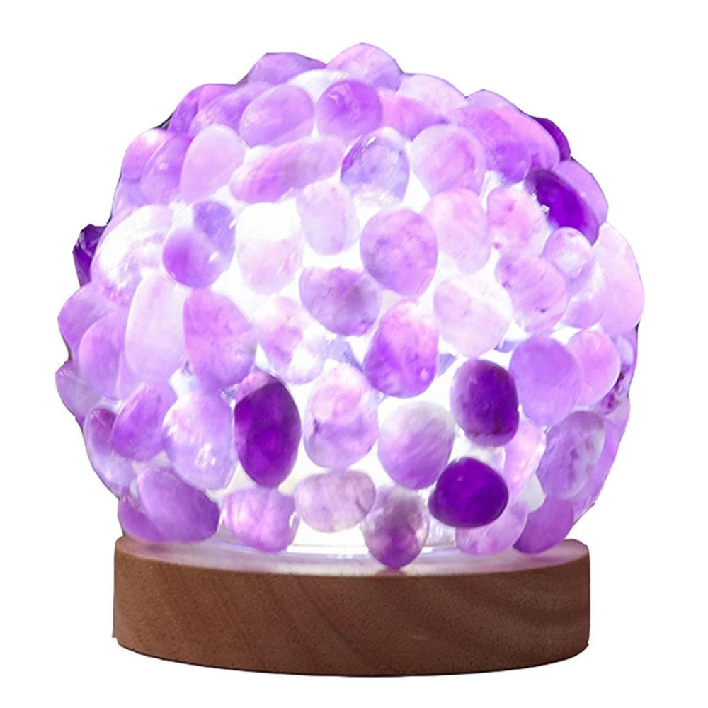 Natural Amethyst Crystal Ball Night Light Eye Protection Table Lamp for Bedroom Bedside Decor - 1