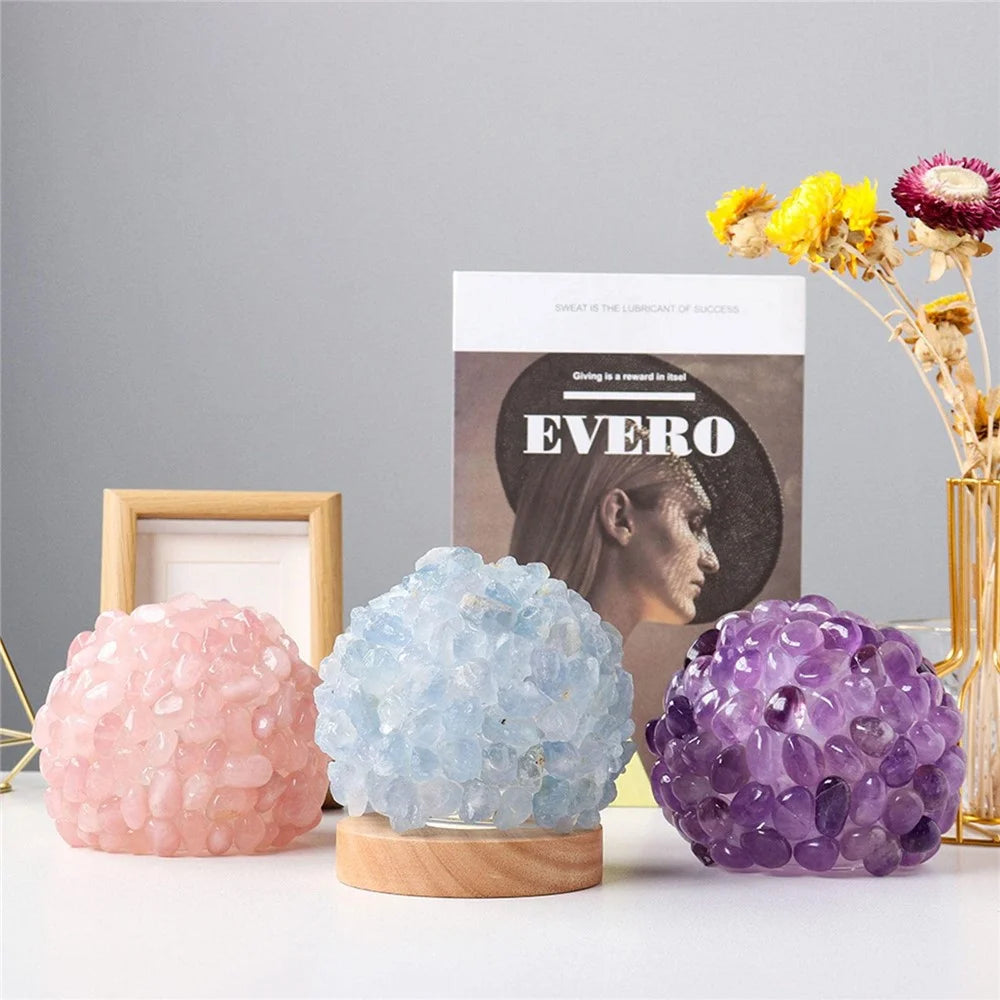 Natural Amethyst Crystal Ball Night Light Eye Protection Table Lamp for Bedroom Bedside Decor - 5
