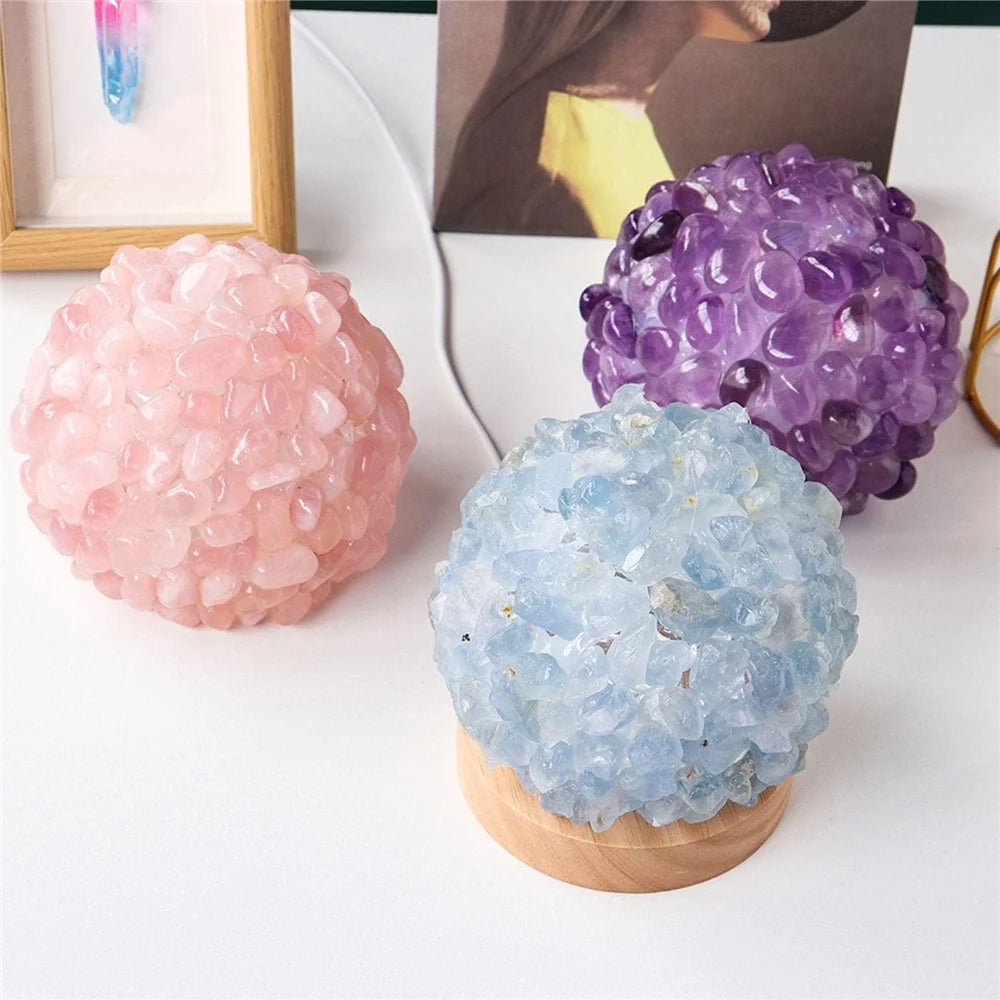 Natural Amethyst Crystal Ball Night Light Eye Protection Table Lamp for Bedroom Bedside Decor - 6