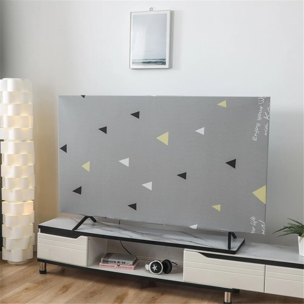 For 66 - 75 Inch Display Monitor Elastic Dust Cover TV Screen Protector Sleeve Size L - Triangle Pattern - 1