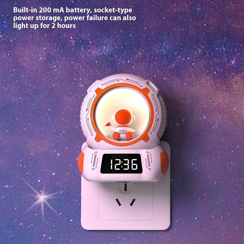 LED Night Light Timer Clock Display Rechargeable Rotatable Bedside Lamp - 7