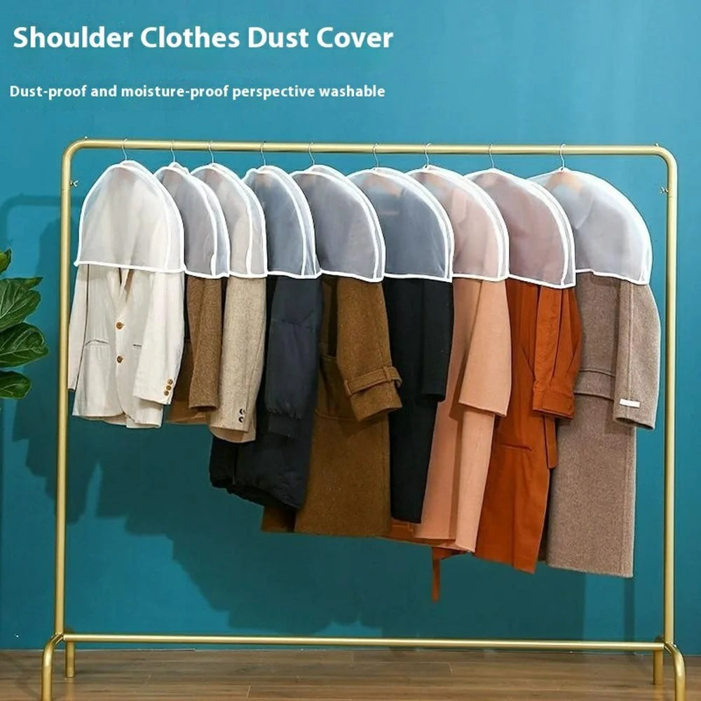 10Pcs Clothes Dust Cover Transparent PEVA Hanging Pocket Half Body Dust Cover for Coats - 2