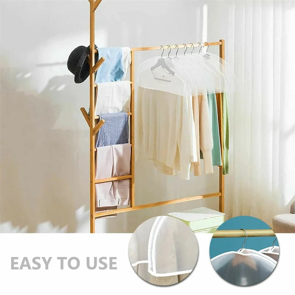 10Pcs Clothes Dust Cover Transparent PEVA Hanging Pocket Half Body Dust Cover for Coats - 3