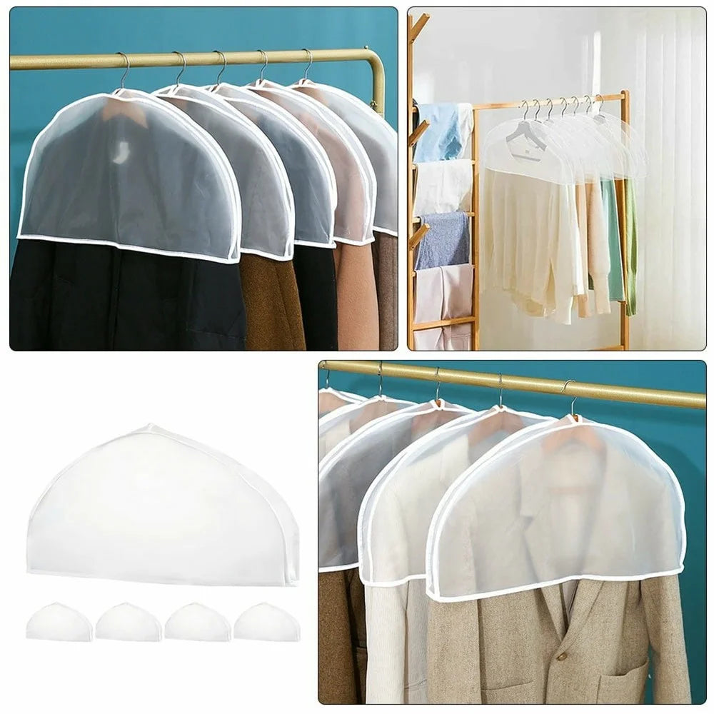 10Pcs Clothes Dust Cover Transparent PEVA Hanging Pocket Half Body Dust Cover for Coats - 4
