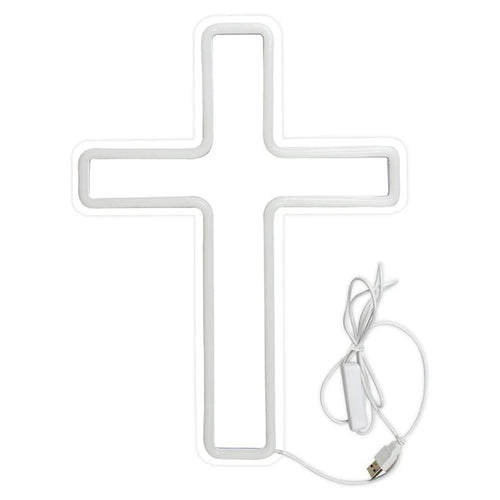 LED Cross Neon Sign USB Powered Dimmable Room Decor Light for Church Party - 1