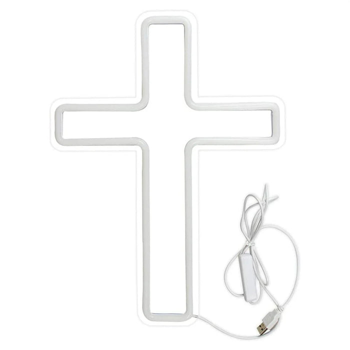 LED Cross Neon Sign USB Powered Dimmable Room Decor Light for Church Party - 1