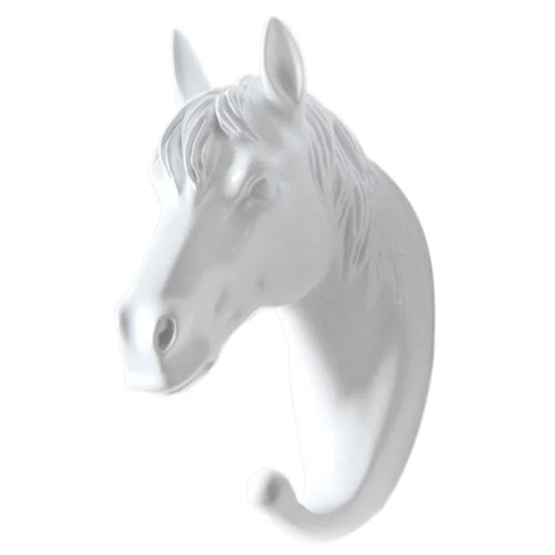 Horse Head Resin Hook Animal Clothes Hanger Wall Decoration for Hallway Cloakroom - White - 1