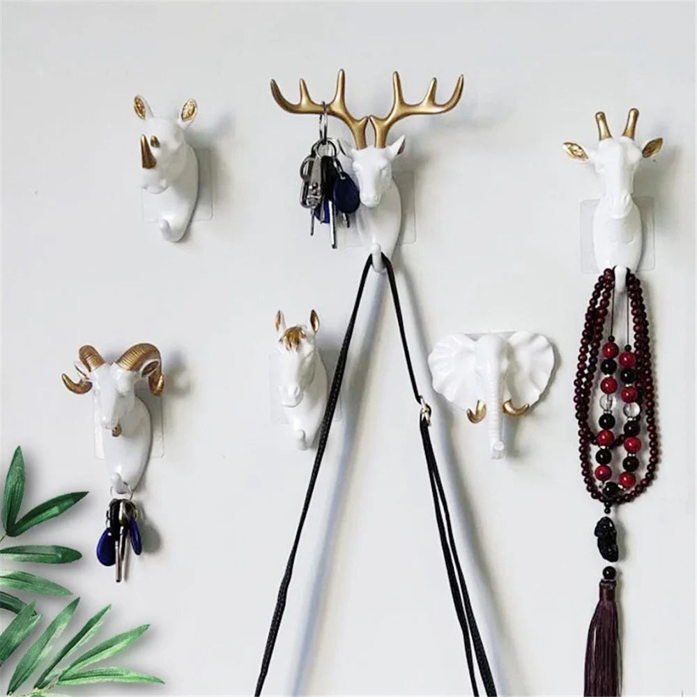 Horse Head Resin Hook Animal Clothes Hanger Wall Decoration for Hallway Cloakroom - White - 4