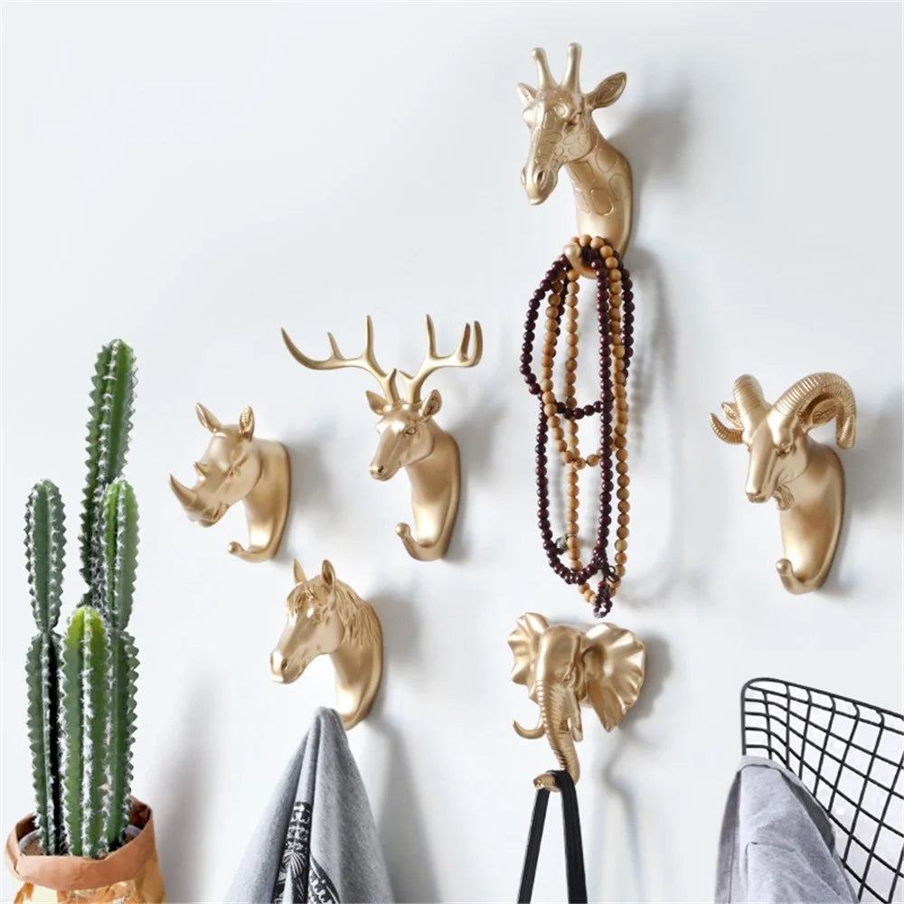 Horse Head Resin Hook Animal Clothes Hanger Wall Decoration for Hallway Cloakroom - White - 5