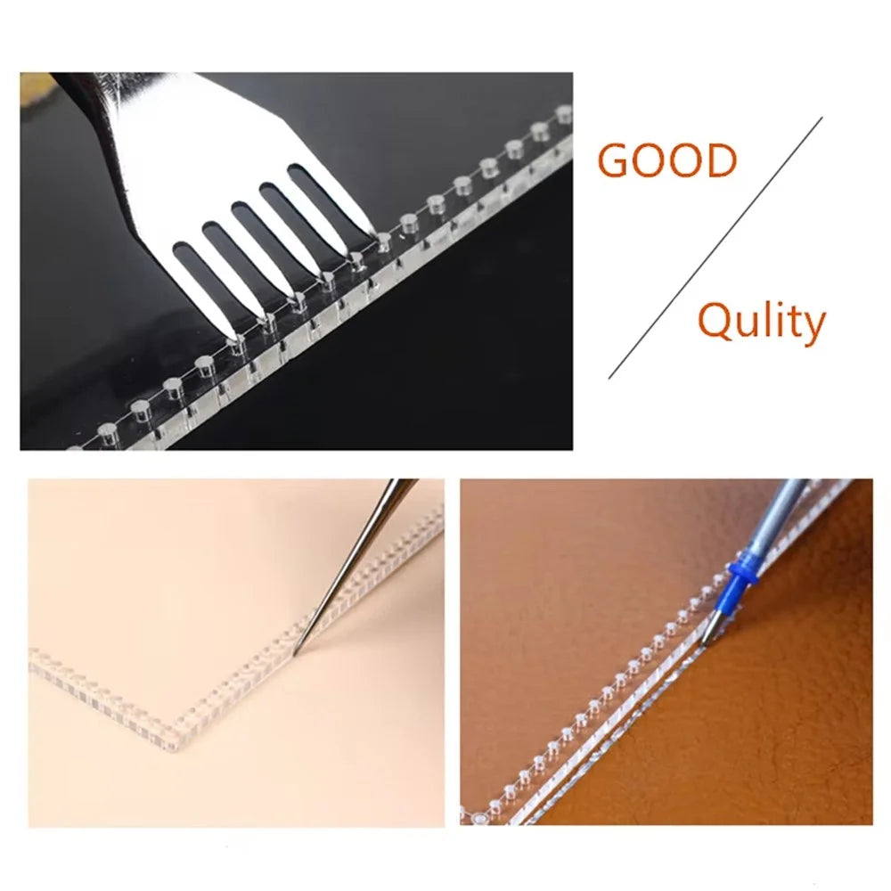 Acrylic Template Ruler Rounded Corner Leather Craft DIY Drawing Sewing Marking Tool - 4