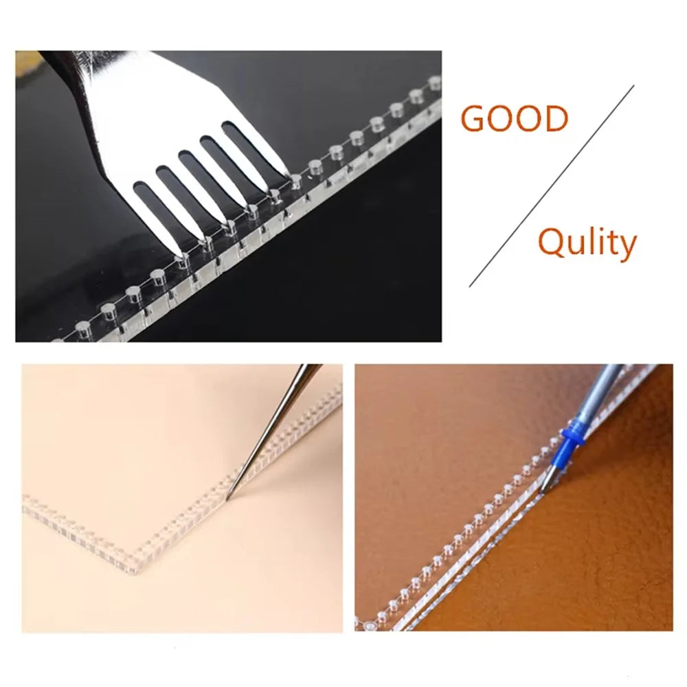 Acrylic Leather Template Rounded Corner Ruler DIY Leathercraft Pattern Stencil Tool - 3