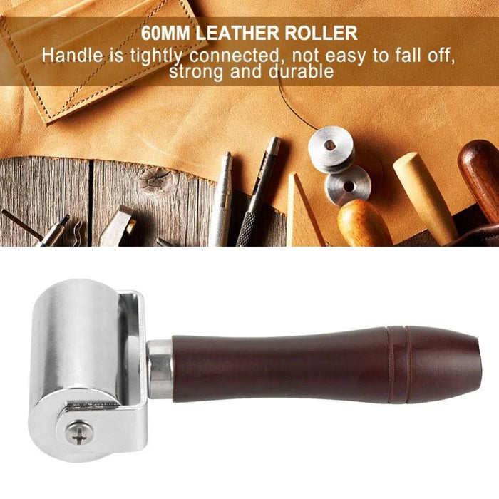 Size M 60mm Leather Roller Tool DIY Leathercraft Burnishing Wheel Leather Edge Pressing Tool - 4