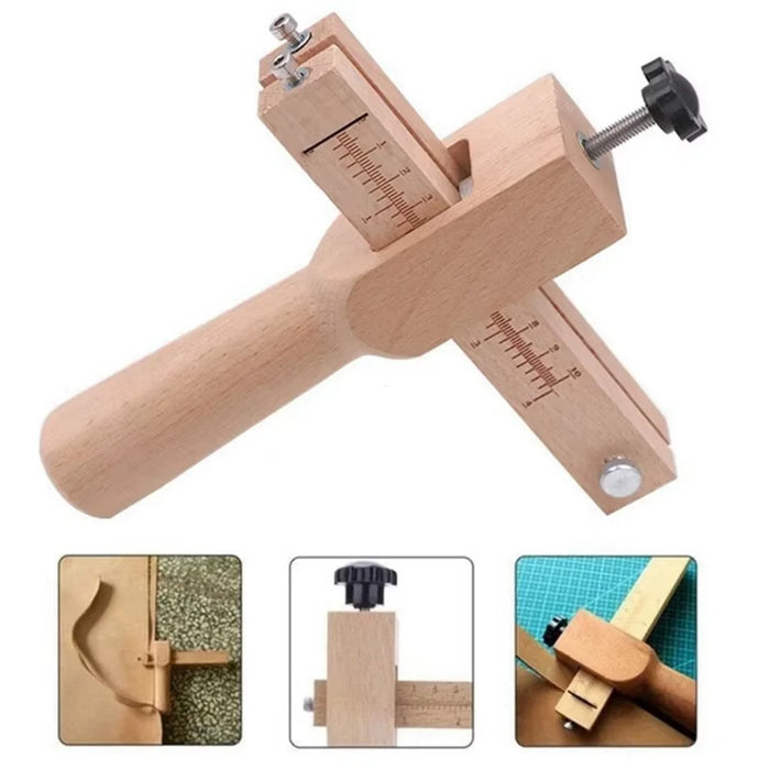 Leather Belt Cutter Adjustable Thickness Wooden Leather Strap Rope Cutting Tool - 3