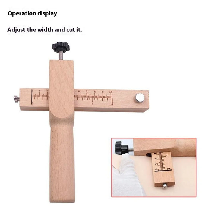 Leather Belt Cutter Adjustable Thickness Wooden Leather Strap Rope Cutting Tool - 5