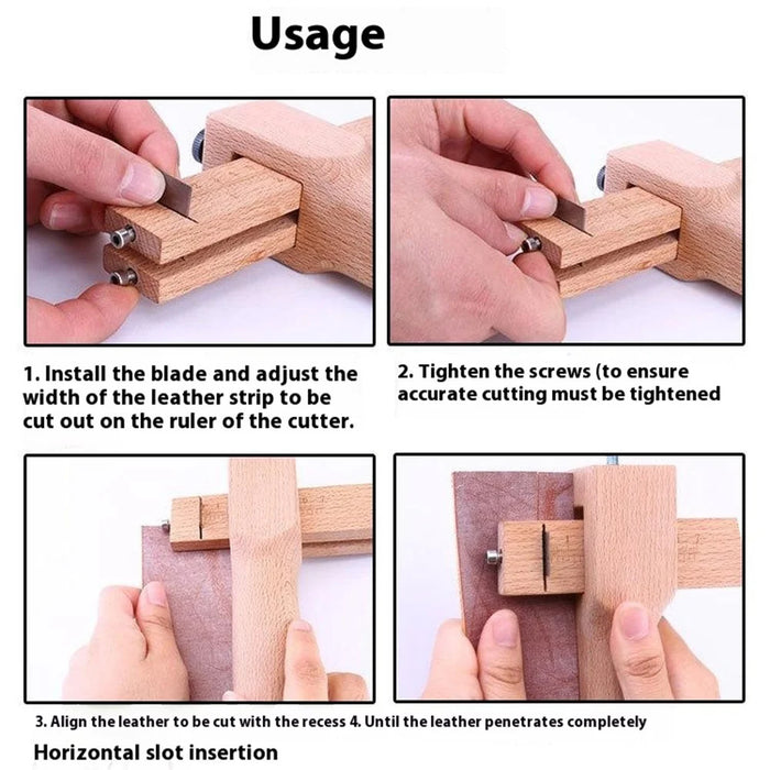 Leather Belt Cutter Adjustable Thickness Wooden Leather Strap Rope Cutting Tool - 7