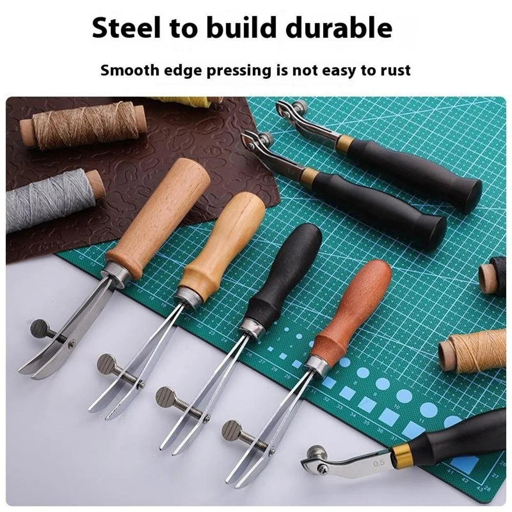 Adjustable Sandalwood Handle Leather Edge Liner Tool Leather Edge Pressing Marking Tool - Slot Width 0.5mm - 3