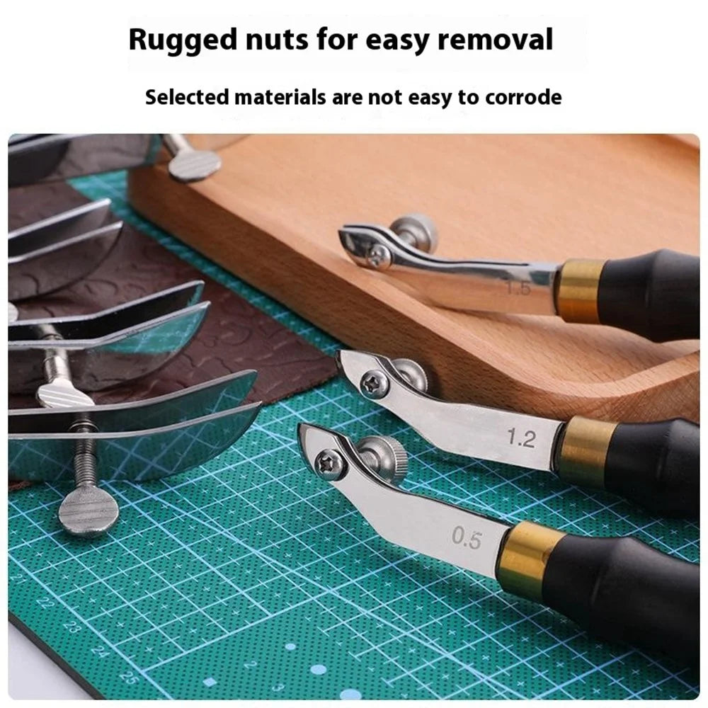 Adjustable Sandalwood Handle Leather Edge Liner Tool Leather Edge Pressing Marking Tool - Slot Width 0.5mm - 4