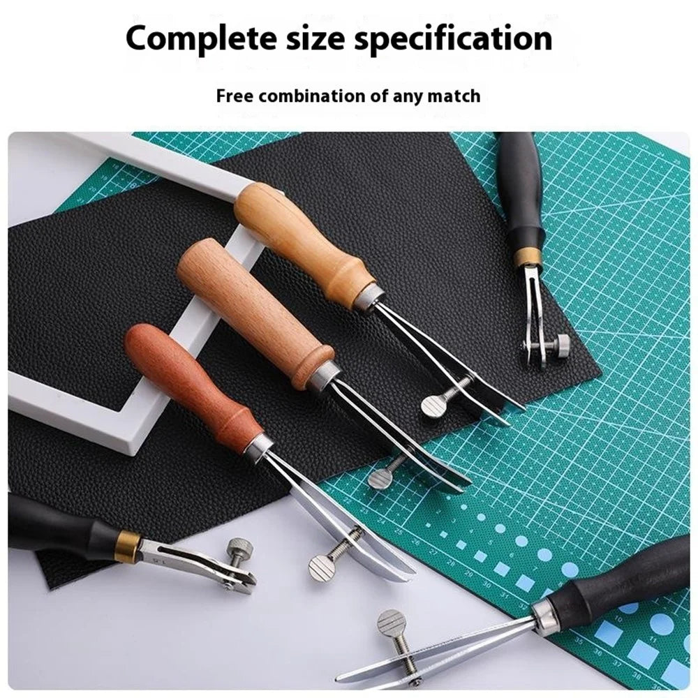 Adjustable Sandalwood Handle Leather Edge Liner Tool Leather Edge Pressing Marking Tool - Slot Width 0.5mm - 5