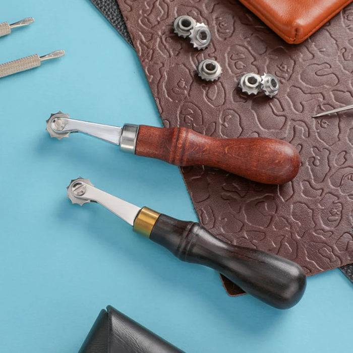 DIY Leather Craft Tool Spacing Wheel Tracing Marking Stitching Groover for Leatherwork - 6