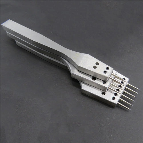 3Pcs Leather Punch Set 2 / 4 / 6 Prong 4mm Spacing Stainless Steel Handle Round Chisel - 1