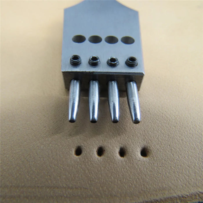 3Pcs Leather Punch Set 2 / 4 / 6 Prong 4mm Spacing Stainless Steel Handle Round Chisel - 6